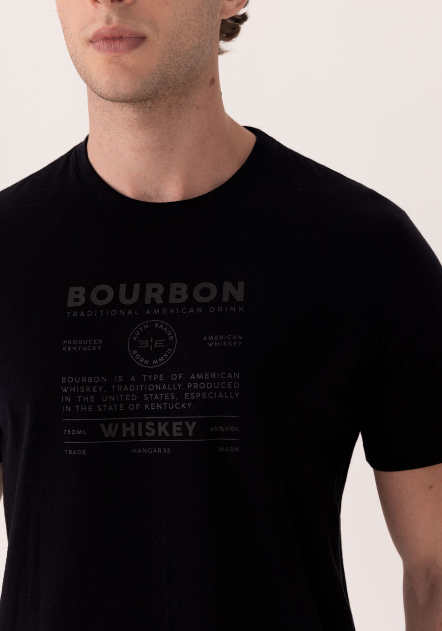 Camiseta De Mangas Curtas Em Algodão Responsável Com Estampa, PRETO. Camiseta De Mangas Curtas Em Algodão Responsável Com Estampa, PRETO, large.