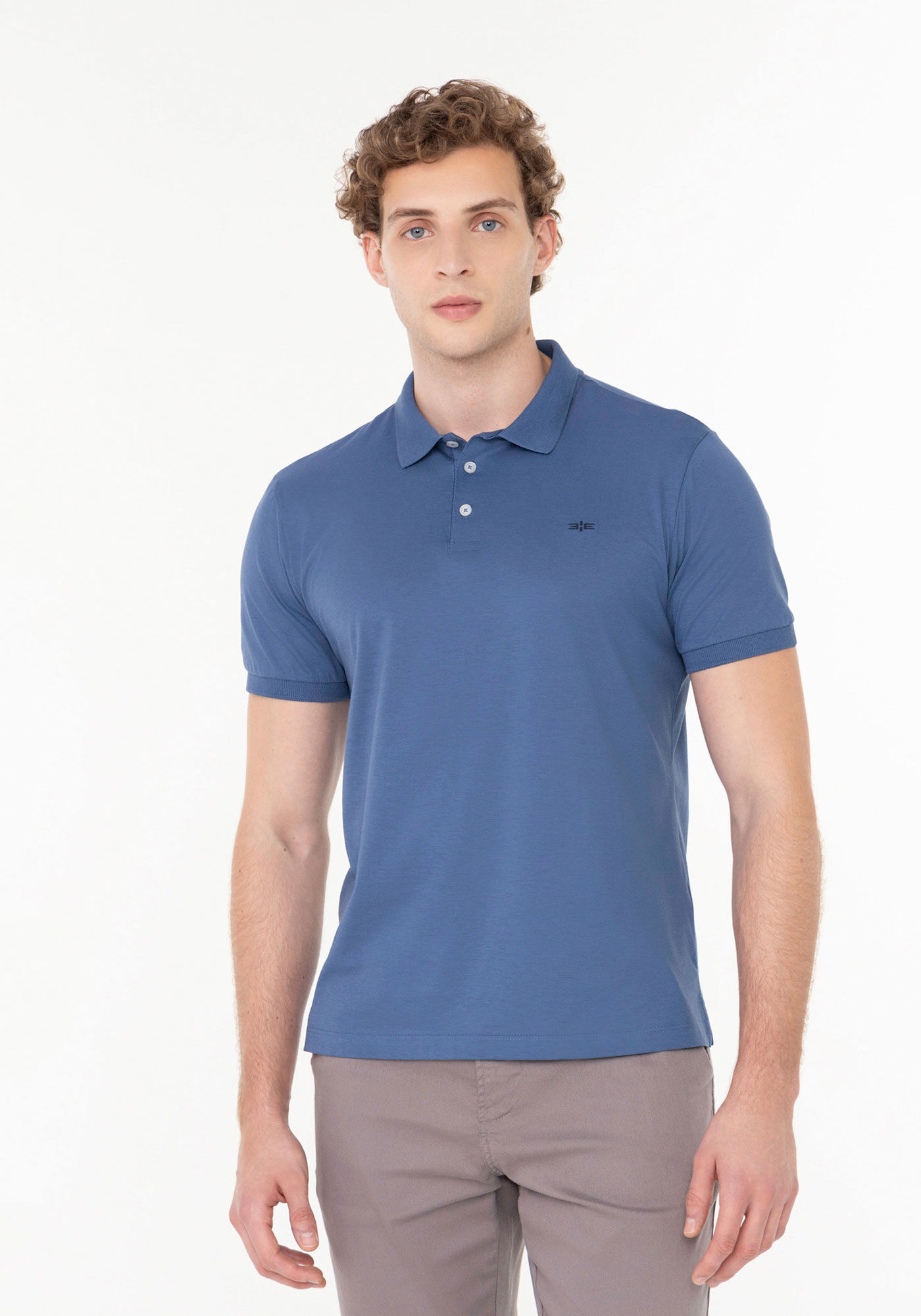 Camisa Polo De Mangas Curtas Em Algod&atilde;o Pima, AZUL SEED, large.