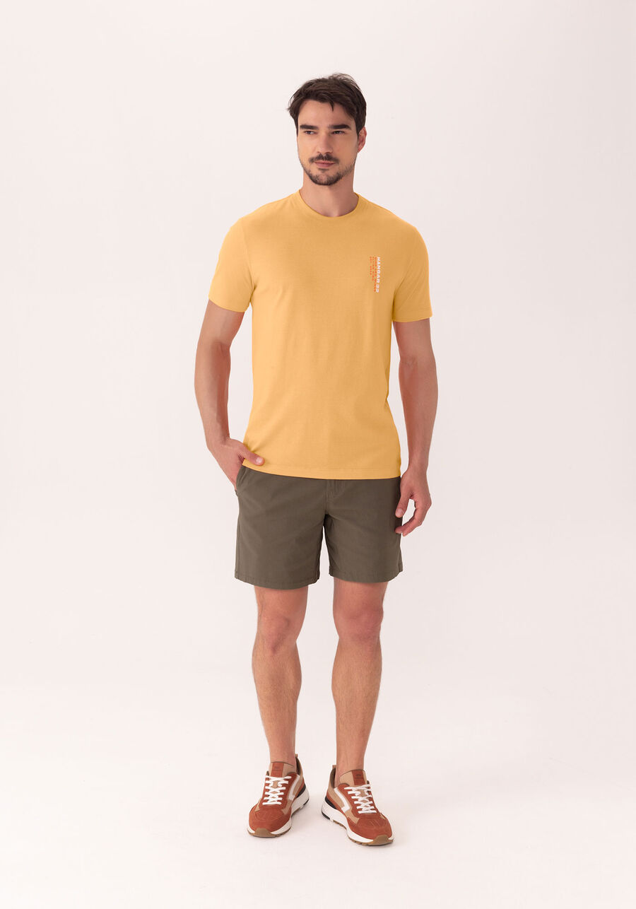 Camiseta De Manga Curta Com Estampa Em Meia Malha Peletizada, LARANJA SUNSET. Camiseta De Manga Curta Com Estampa Em Meia Malha Peletizada, LARANJA SUNSET, large.