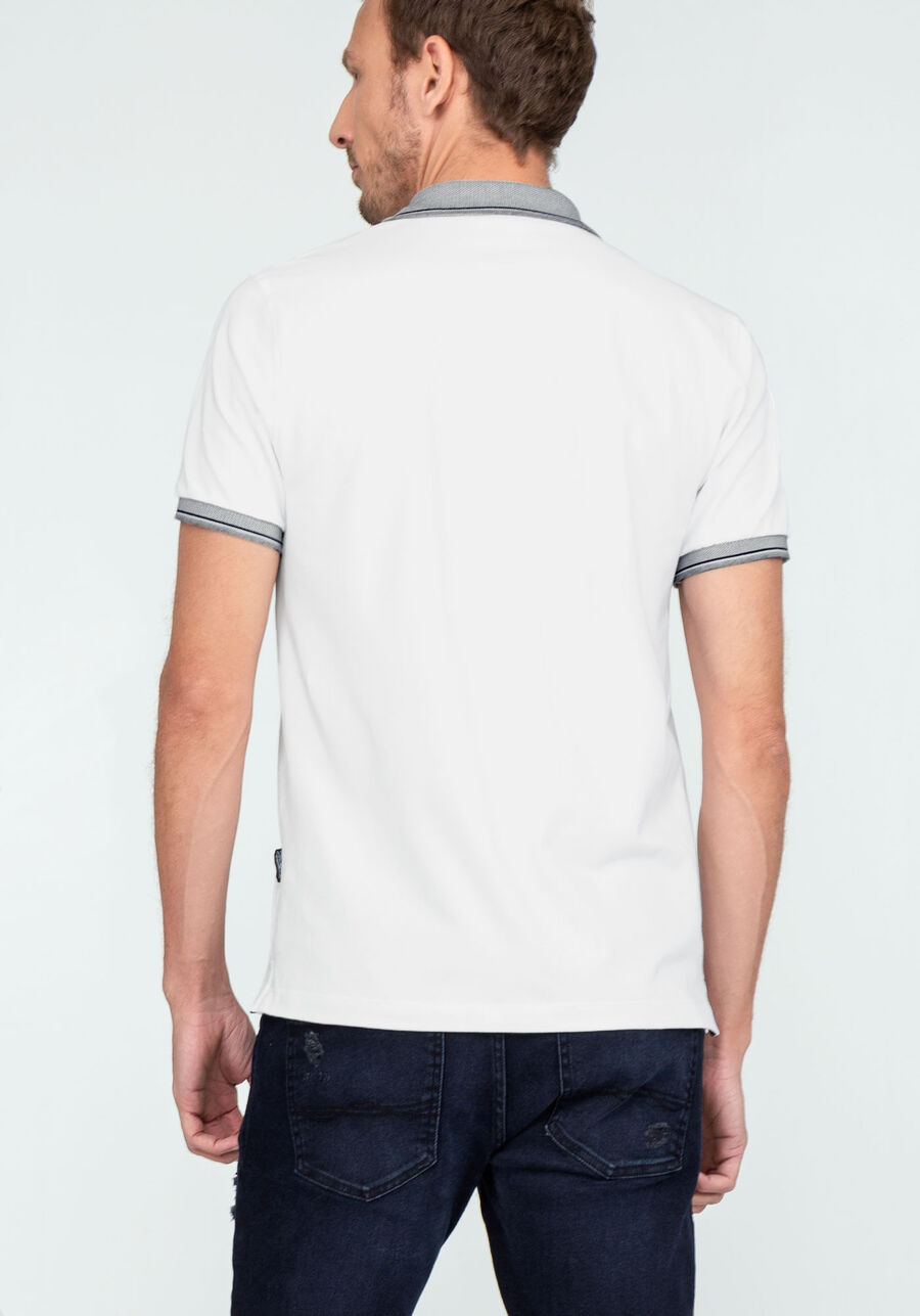 Camisa Polo Bordado e Retilínea, BRANCO. Camisa Polo Bordado e Retilínea, BRANCO, large.