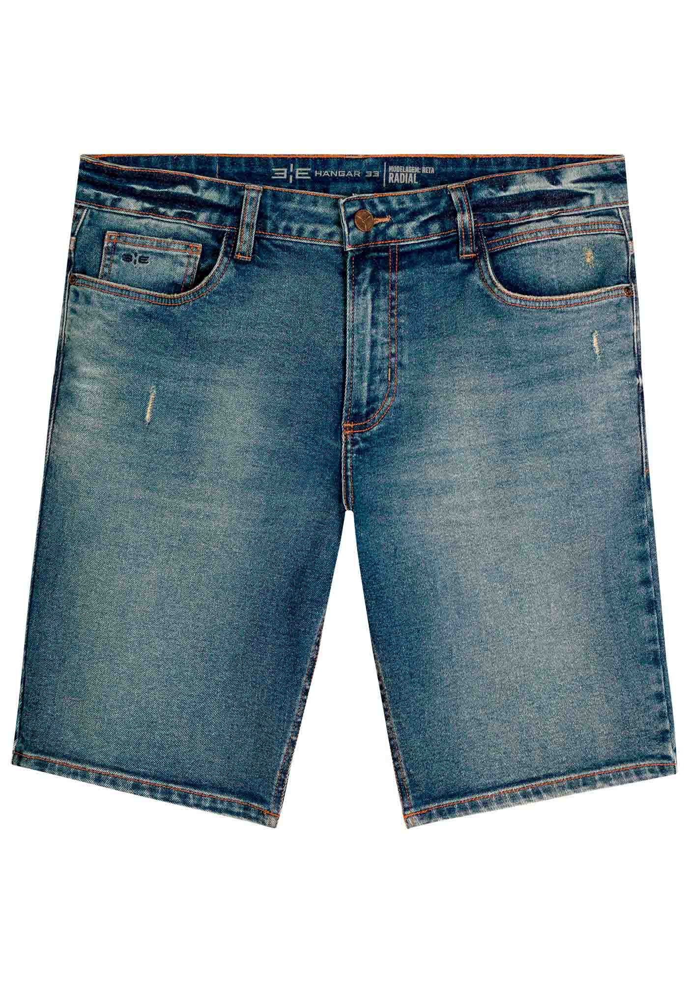 Bermuda Reta Masculina Radial Com Elastano E Bolsos, JEANS, large.