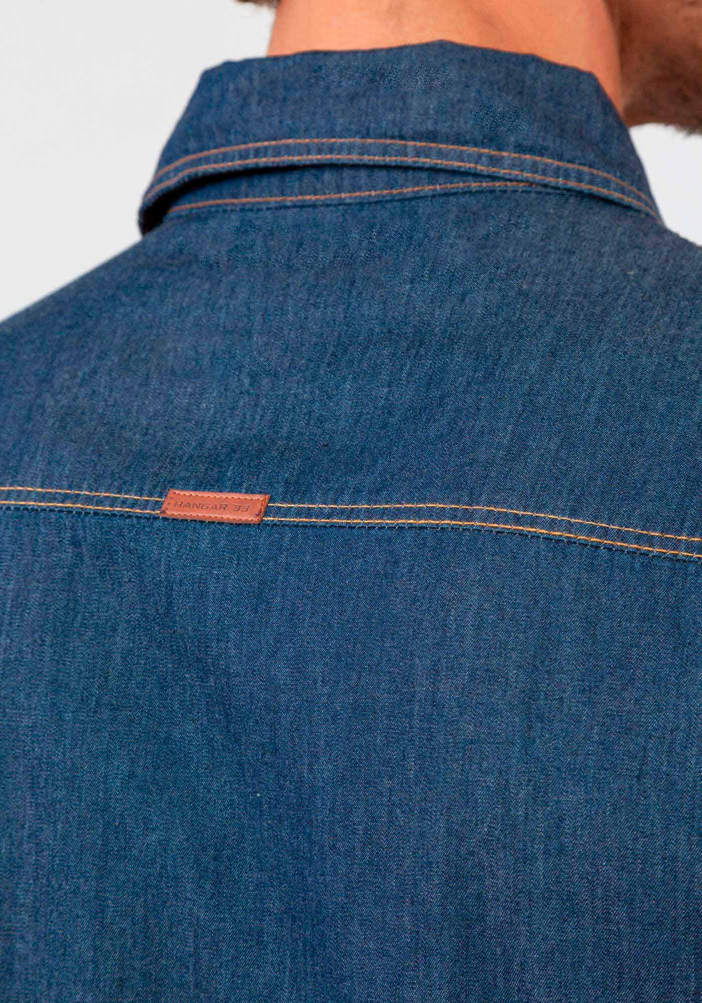 Camisa masculina Manga Longa, JEANS ESCURO, large.