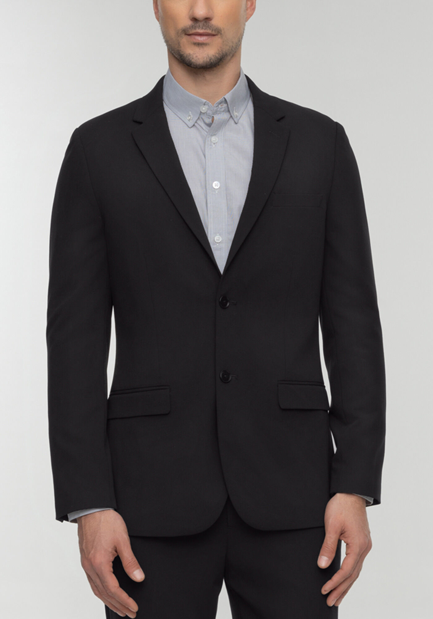 Blazer Slim Com Bot&otilde;es E Lapelas, PRETO REATIVO, large.