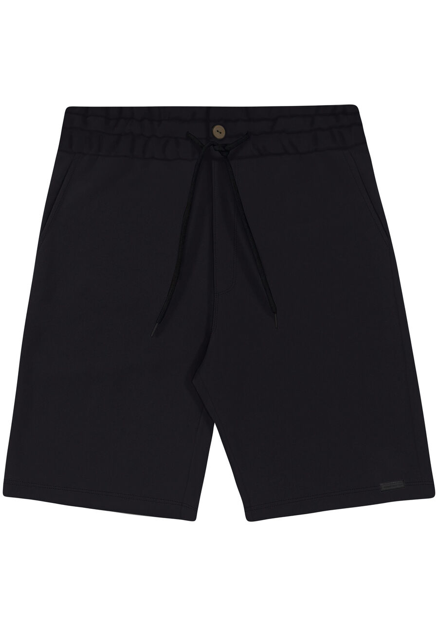Bermuda em Moletom com Cadarço, PRETO REATIVO. Bermuda em Moletom com Cadarço, PRETO REATIVO, large.