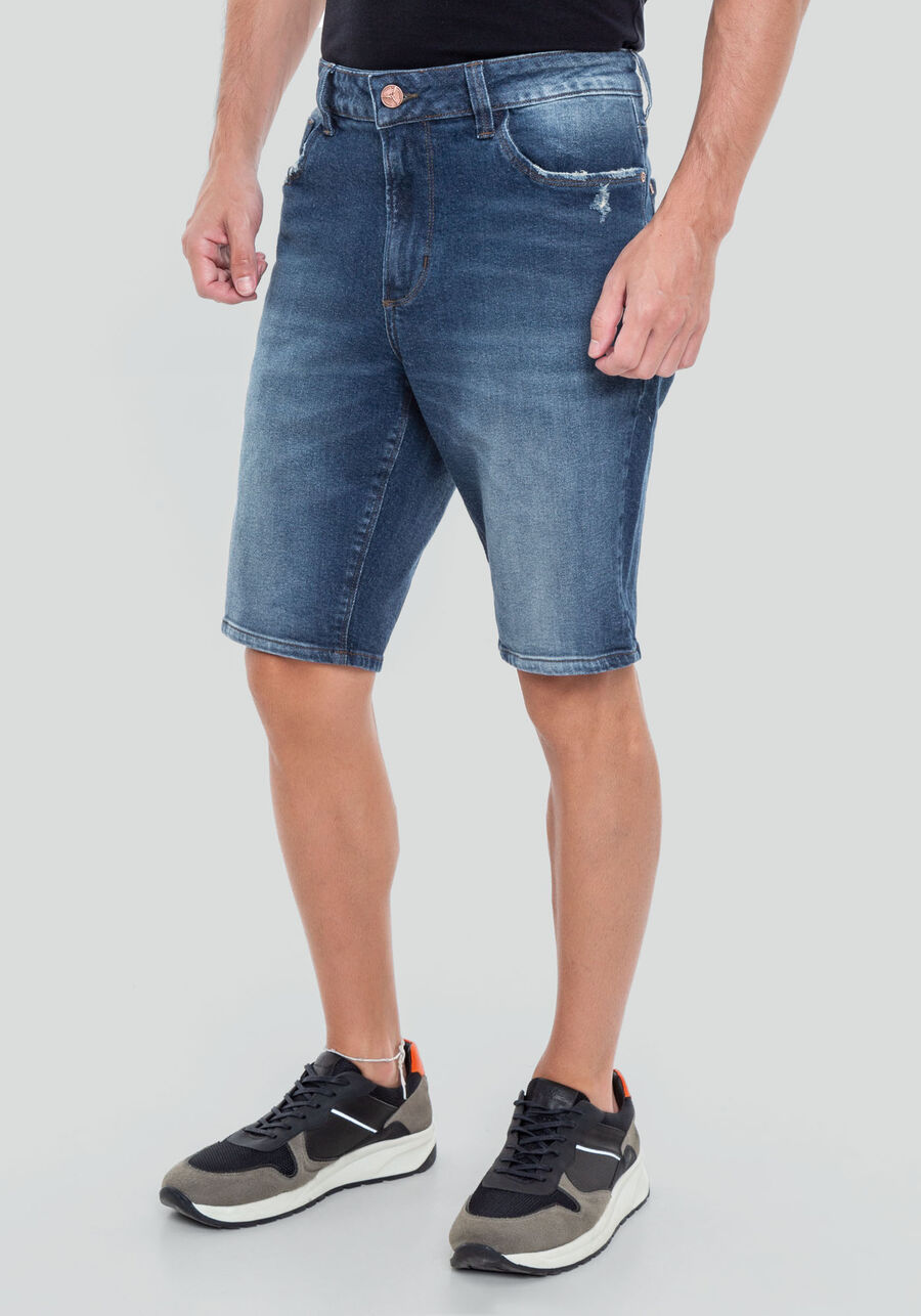 Bermuda Jeans Masculina Reta Estonada, JEANS. Bermuda Jeans Masculina Reta Estonada, JEANS, large.