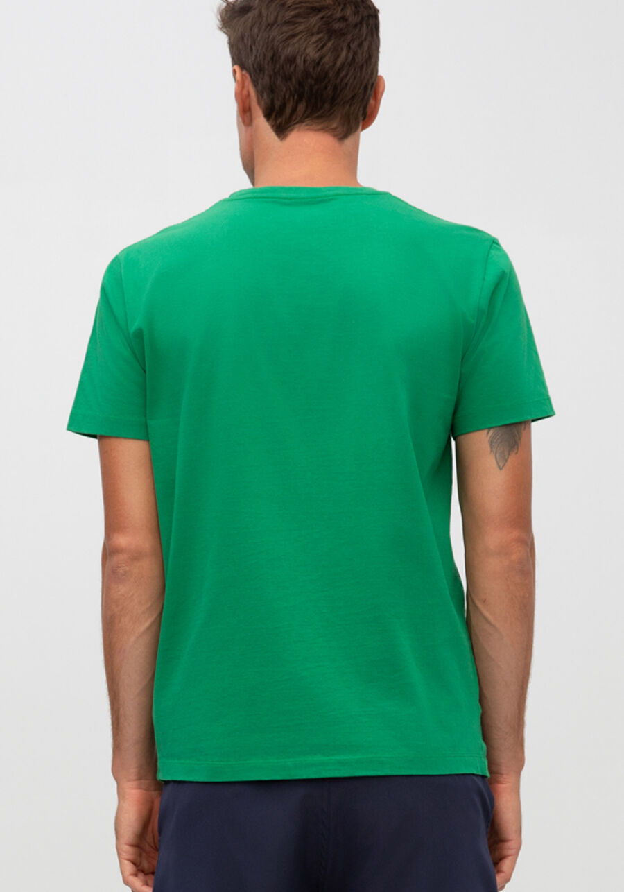 Camiseta Masculina em Malha com Estampa Bloco, VERDE ALBERCA. Camiseta Masculina em Malha com Estampa Bloco, VERDE ALBERCA, large.