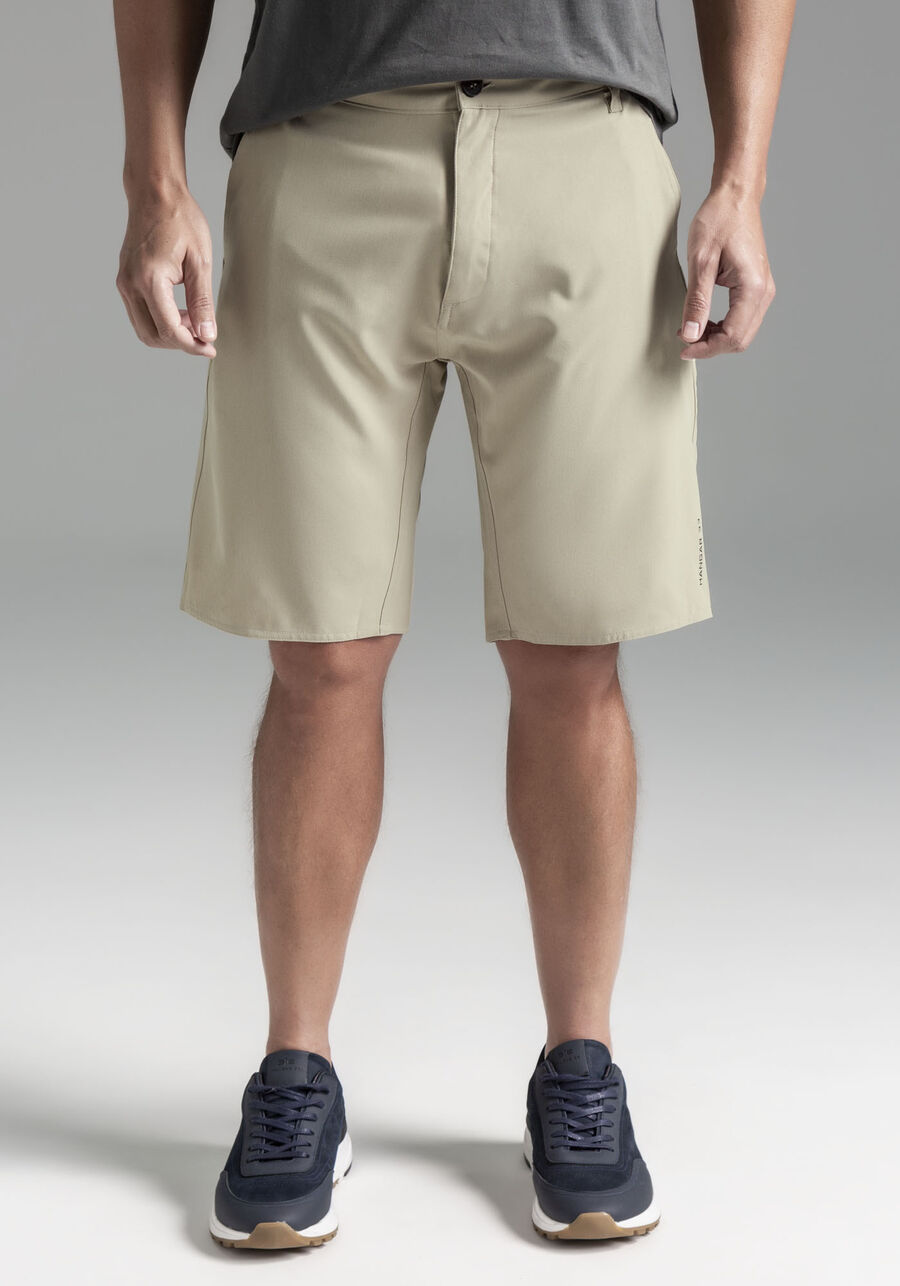 Bermuda Masculina em Tecido Plano Alfaiataria, BEGE SYSTEM. Bermuda Masculina em Tecido Plano Alfaiataria, BEGE SYSTEM, large.