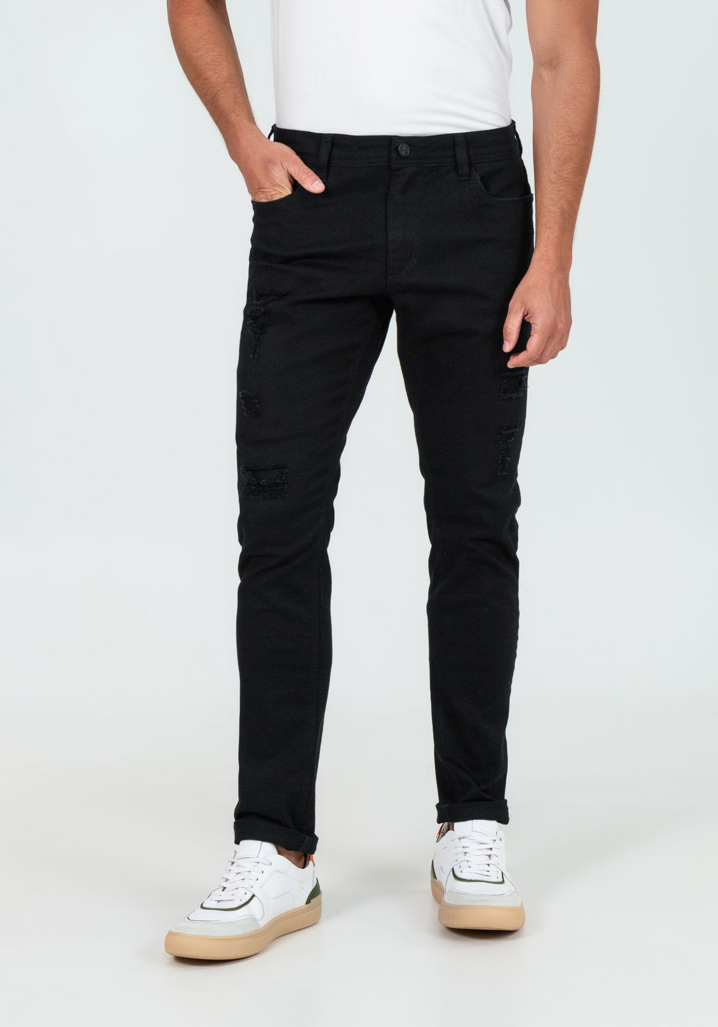 Cal&ccedil;a Sarja Skinny Turboh&eacute;lice N&atilde;o Desbota, PRETO REATIVO, large.