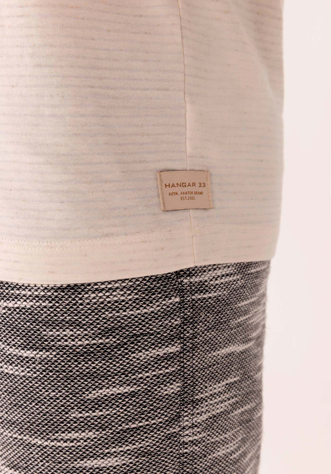 Camisa Com Gola Padre Em Malha Listrada Com Linho, BRANCO OFF WHITE, large.