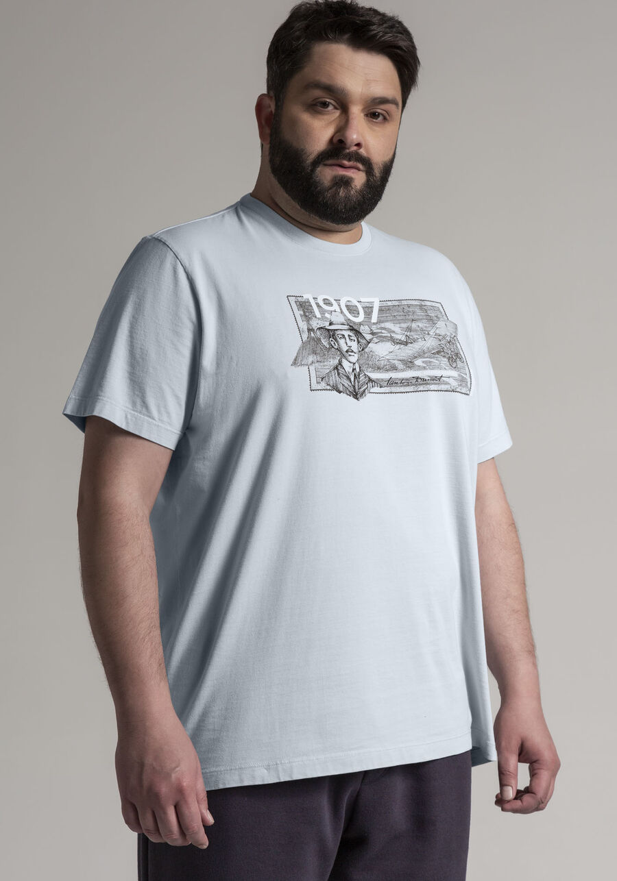 Camiseta Masculina Big & Tall Santos Dumont, AZUL PAZ, large.
