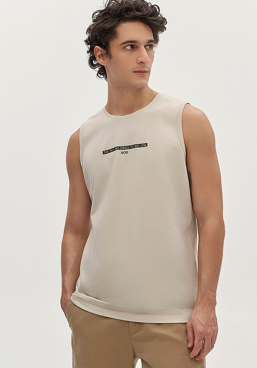 Regata Masculina em Meia Malha, BEGE SYSTEM. Regata Masculina em Meia Malha, BEGE SYSTEM, large.