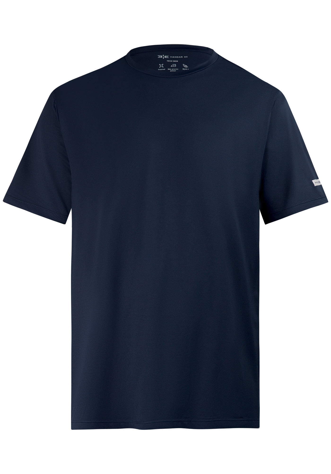 Camiseta Masculina De Mangas Curtas Em Malha De Poliamida, MARINHO, large.