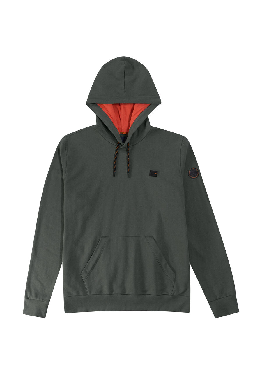 Blusão em Moletom com Capuz Forrado, VERDE FURIA. Blusão em Moletom com Capuz Forrado, VERDE FURIA, large.