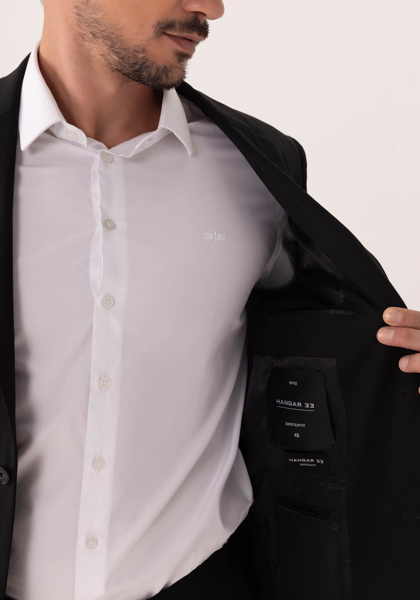 Blazer Slim Com Bot&otilde;es E Lapelas, PRETO REATIVO, large.