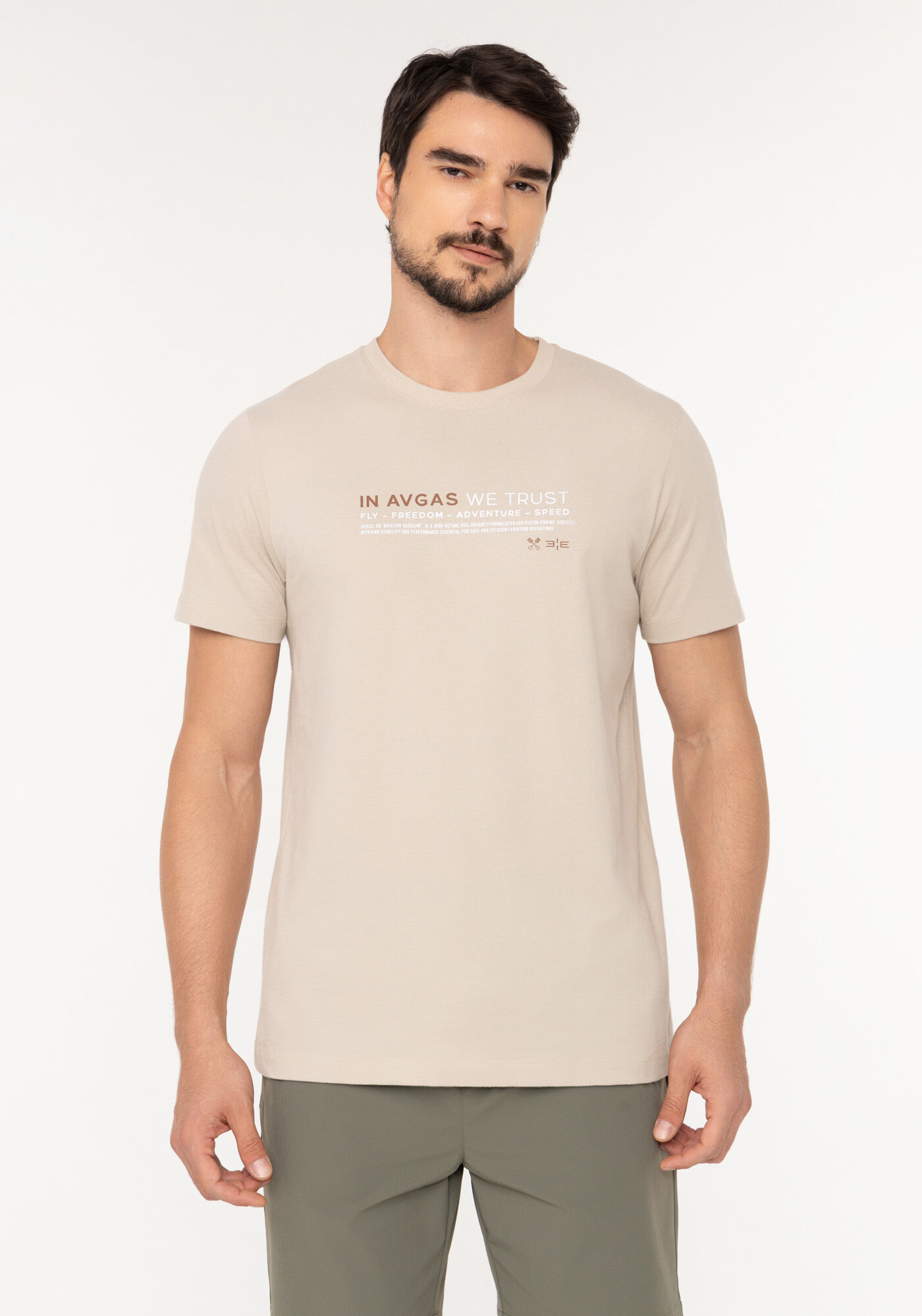 Camiseta De Mangas Curtas Em Meia Malha Peletizada, BEGE SILVERSTONE, large.