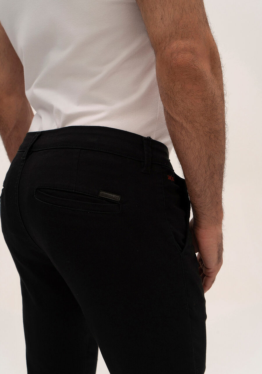 Calça Sarja Masculina Skinny Chino Não Desbota, PRETO REATIVO. Calça Sarja Masculina Skinny Chino Não Desbota, PRETO REATIVO, large.