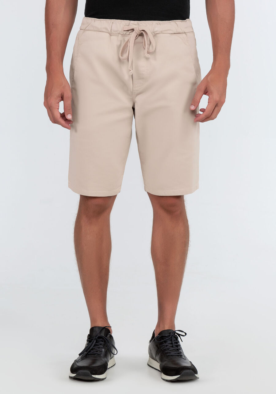 Bermuda Jogging Com Bolsos Em Sarja Denim Malha, NATURAL. Bermuda Jogging Com Bolsos Em Sarja Denim Malha, NATURAL, large.