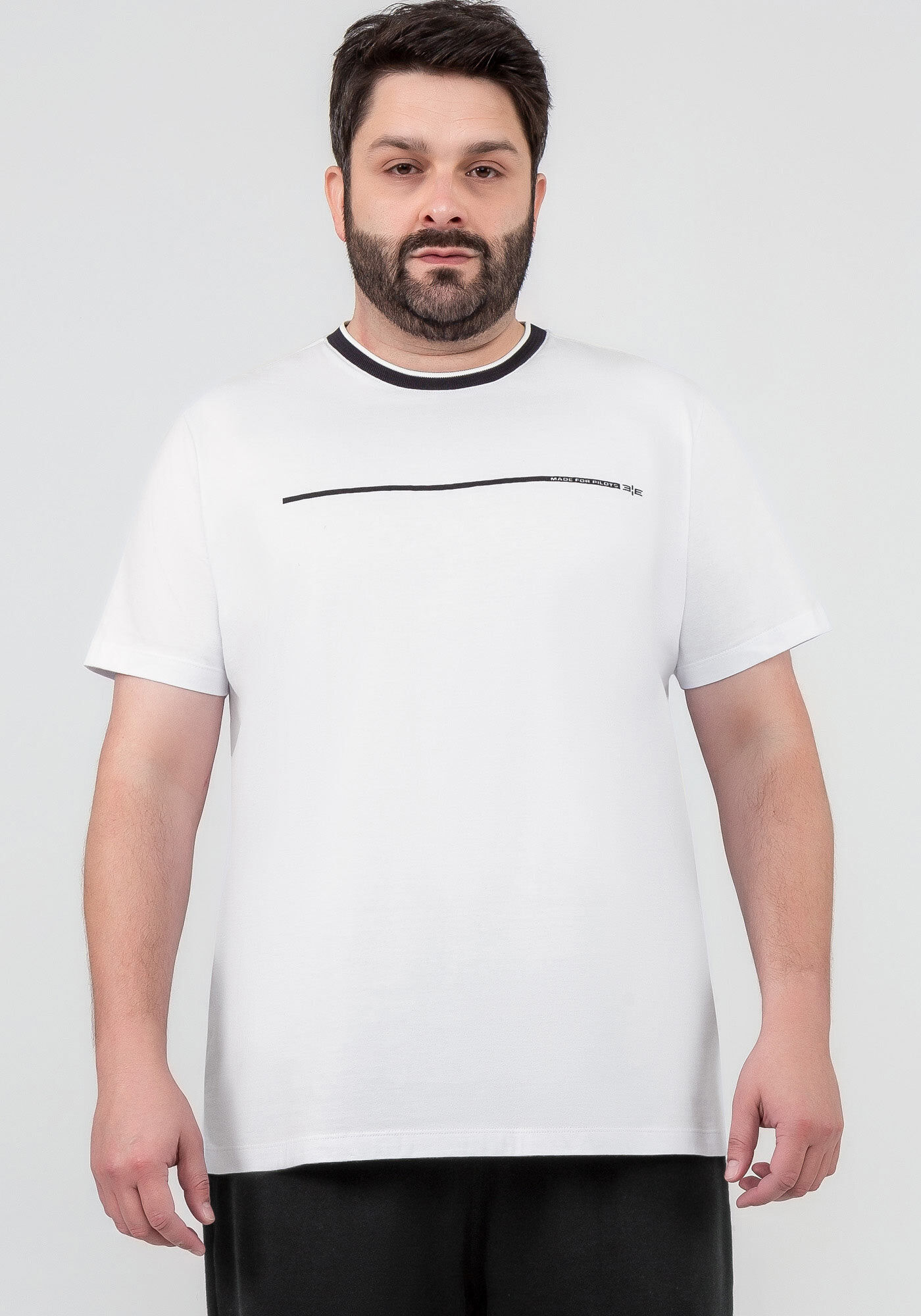 Camiseta Masculina com Retil&iacute;nea Big & Tall, BRANCO, large.