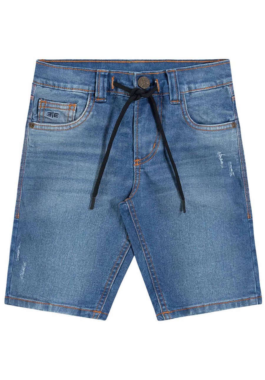 Bermuda Jeans Infantil Reta com Cadarço, JEANS, large.