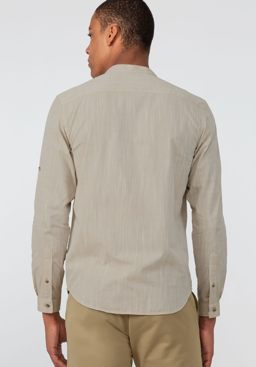 Camisa Masculina Slim Fit de Algodão Gola Padre, . Camisa Masculina Slim Fit de Algodão Gola Padre, , large.