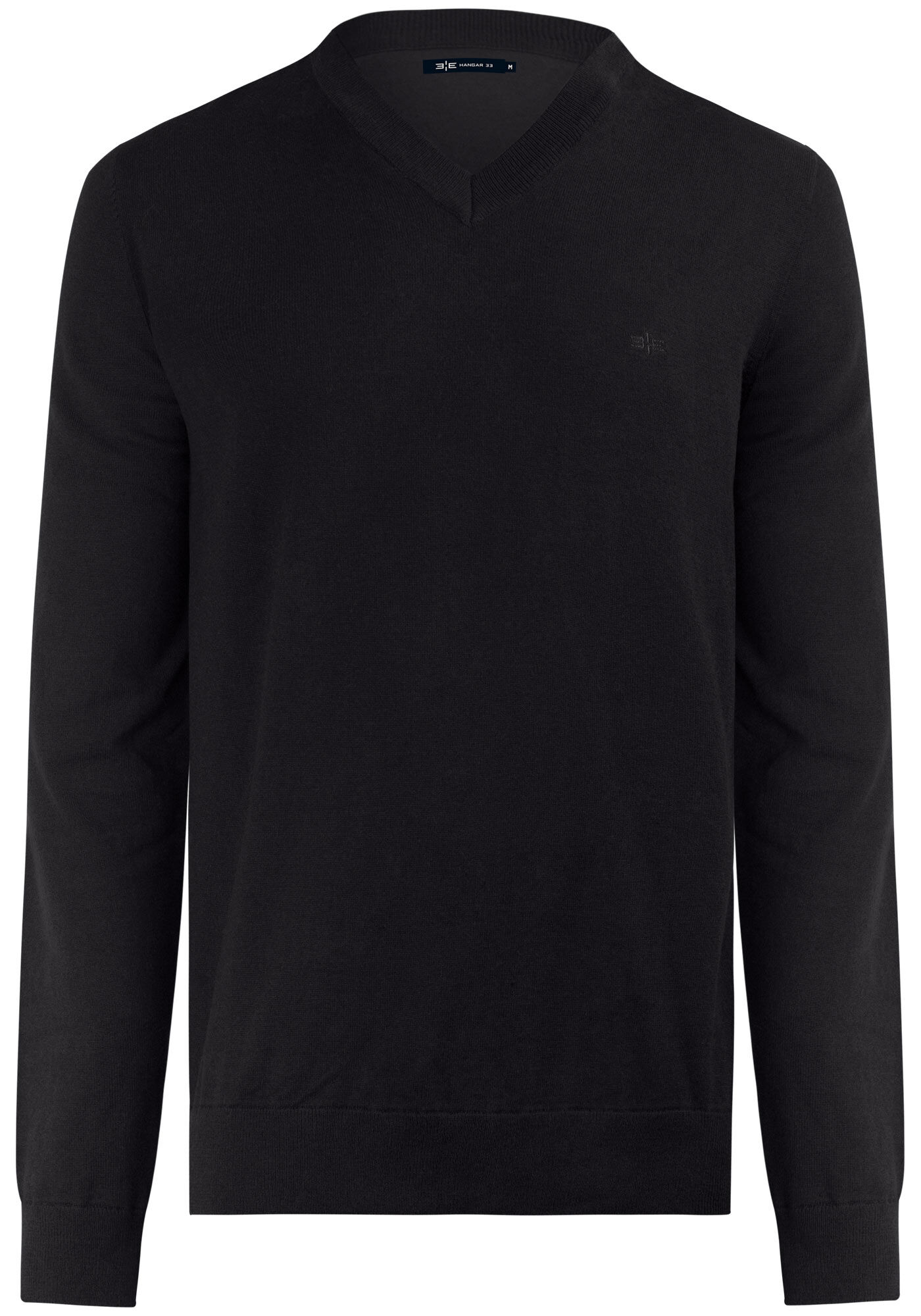 Blus&atilde;o B&aacute;sico Em Tric&ocirc; Com Mangas Longas E Gola V, PRETO REATIVO, large.
