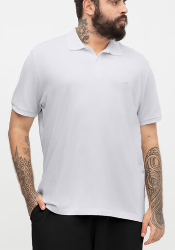 Camisa Polo Em Malha Piquet Mercerizada Colors Big & Tall, BRANCO. Camisa Polo Em Malha Piquet Mercerizada Colors Big & Tall, BRANCO, large.