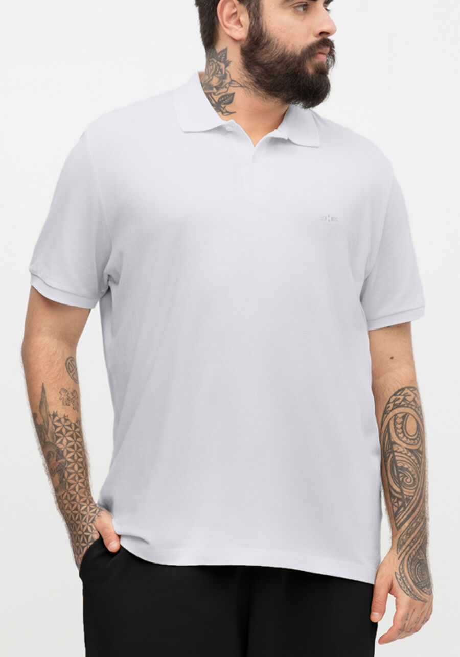 Camisa Polo Em Malha Piquet Mercerizada Colors Big & Tall, BRANCO. Camisa Polo Em Malha Piquet Mercerizada Colors Big & Tall, BRANCO, large.