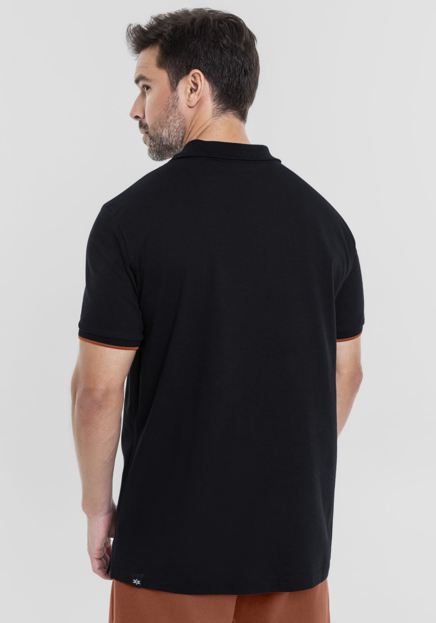Camisa Polo Masculina em Malha com Z&iacute;per, PRETO REATIVO, large.