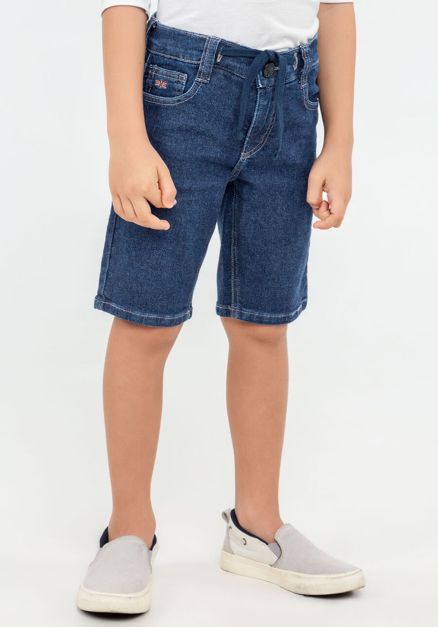 Bermuda Jeans Infantil Menino com Cadarço, JEANS, large.