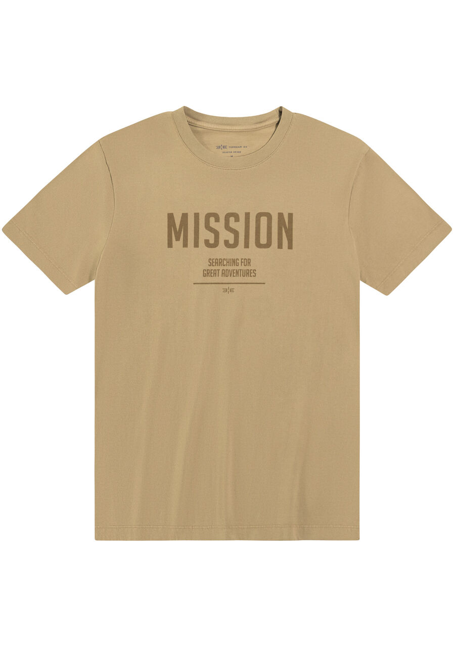 Camiseta Masculina em Malha com Estampa Mission, BEGE SERGE, large.