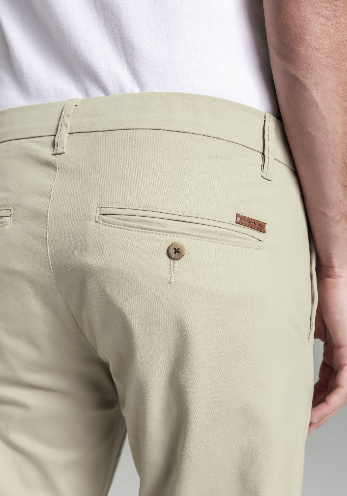 Cal&ccedil;a Sarja Masculina Chino com Shirt Lock, BEGE GELO, large.