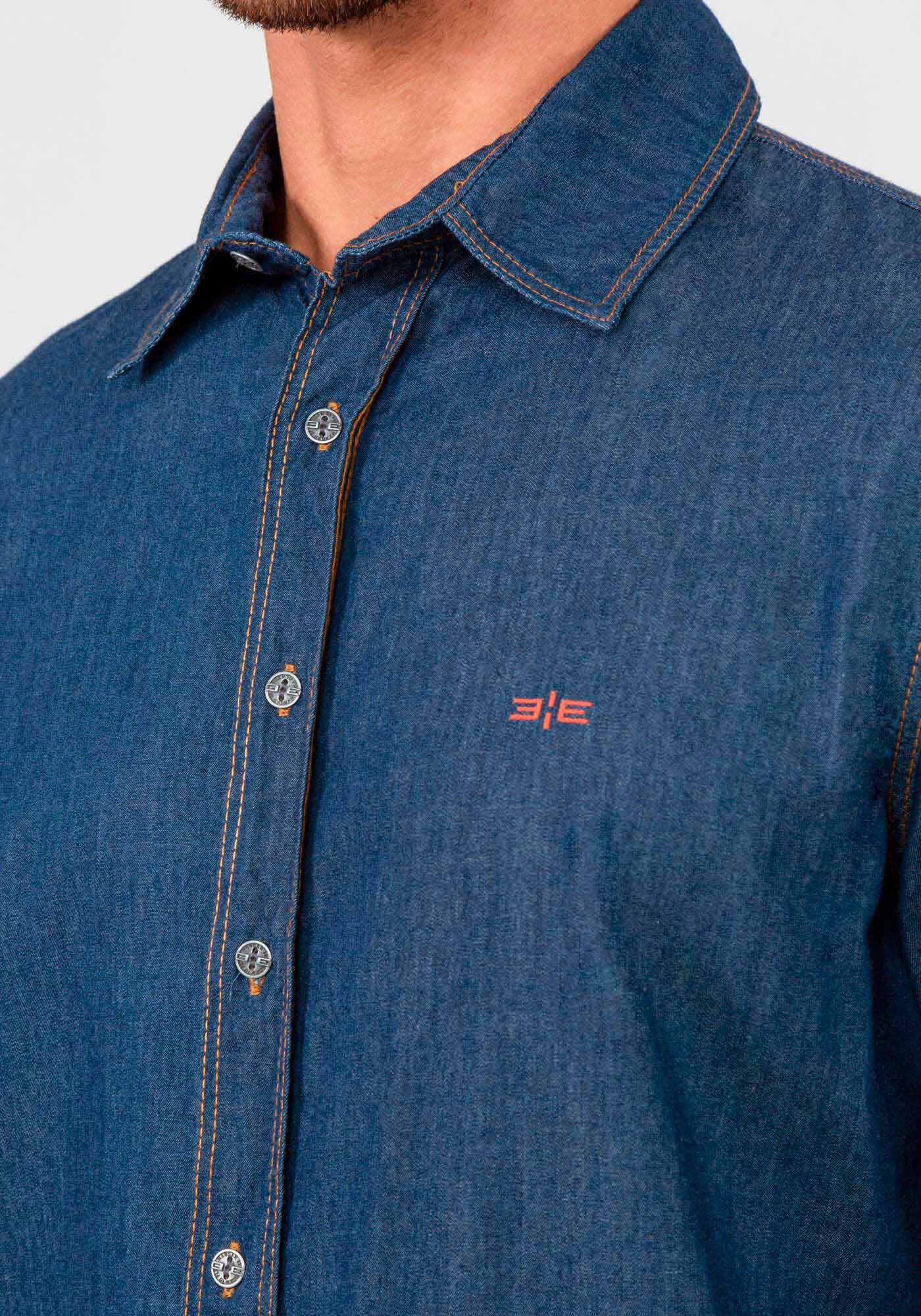 Camisa masculina Manga Longa, JEANS ESCURO, large.