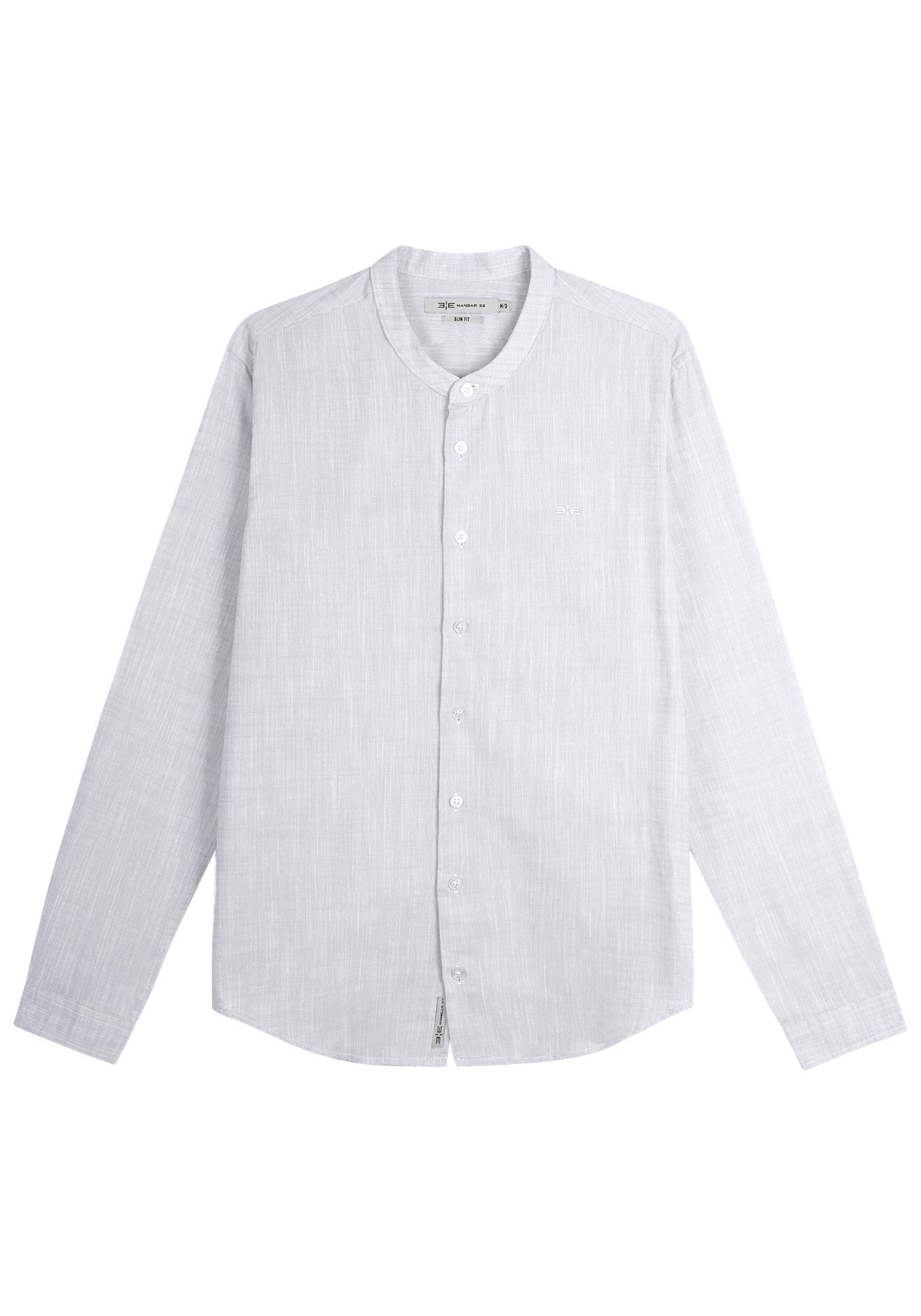 Camisa Masculina Com Gola Padre E Mangas Longas Slim Fit, BRANCO, large.