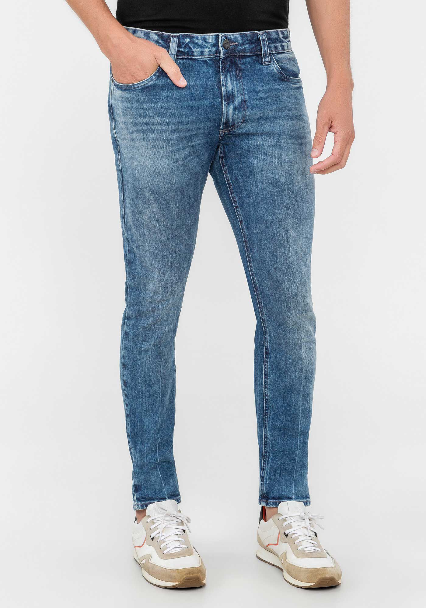 Calça sales jeans marmorizada