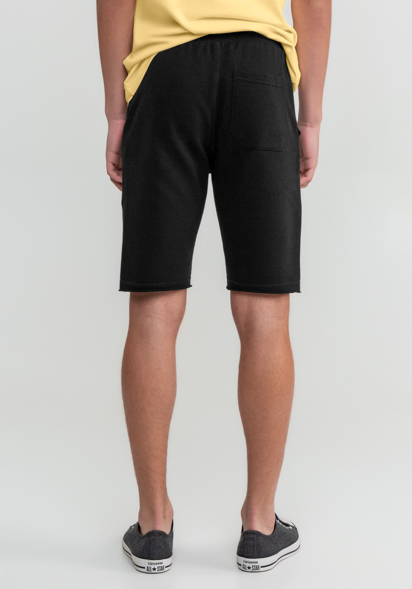 Bermuda Juvenil Masculina em Moletom, PRETO REATIVO, large.