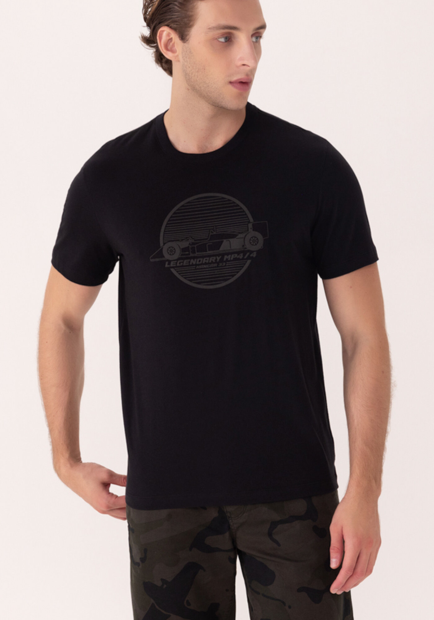 Camiseta De Algod&atilde;o Respons&aacute;vel Com Mangas Curtas, PRETO, large.