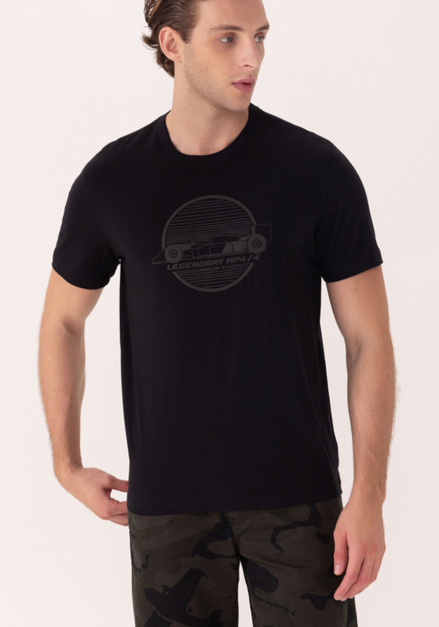 Camiseta De Algodão Responsável Com Mangas Curtas, PRETO. Camiseta De Algodão Responsável Com Mangas Curtas, PRETO, large.