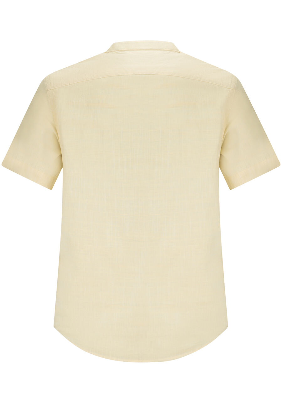 Camisa Manga Curta Masculina Slim Fit em Gola Padre, AMARELO ROSITA. Camisa Manga Curta Masculina Slim Fit em Gola Padre, AMARELO ROSITA, large.