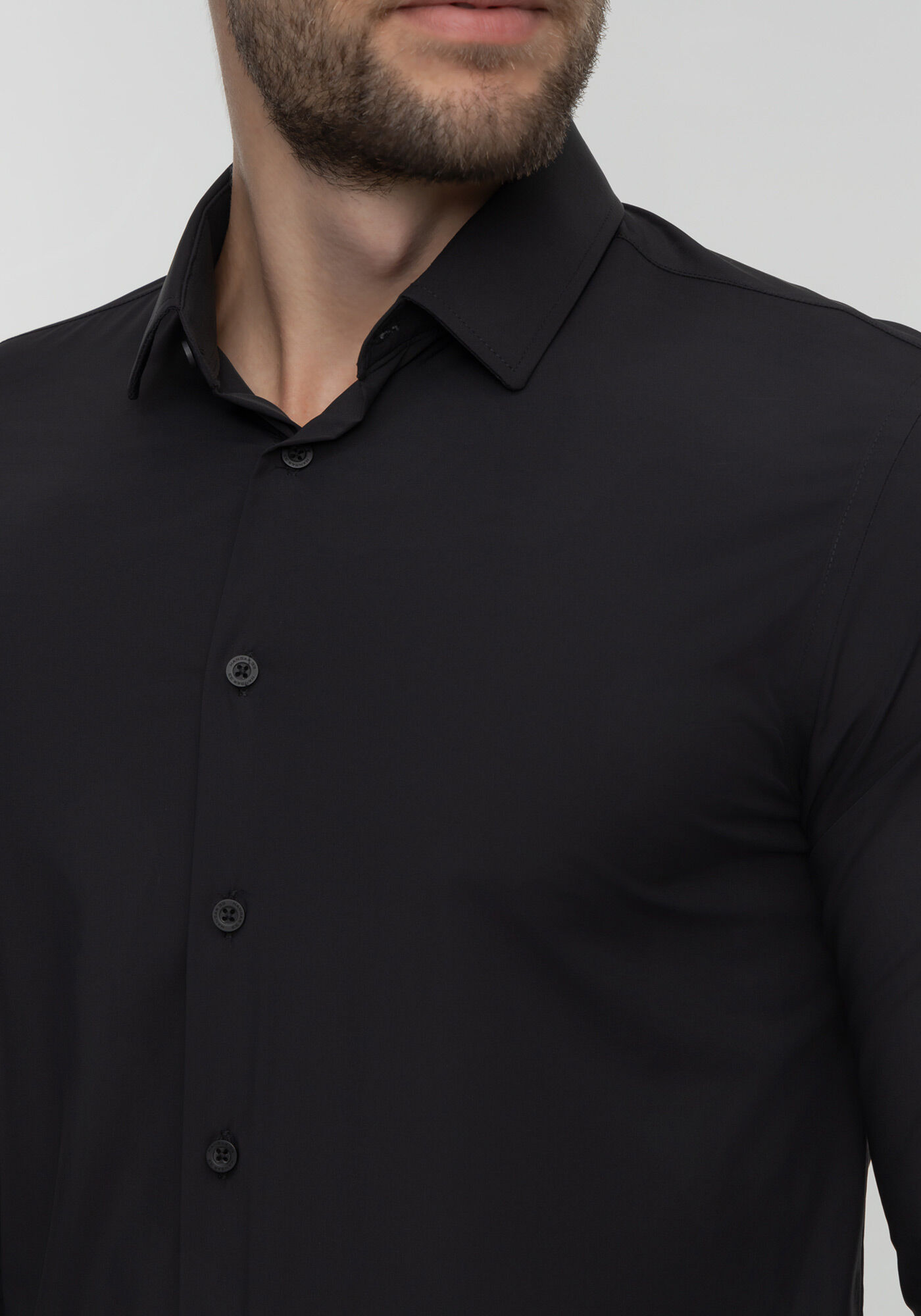 Camisa Slim Fit De Mangas Longas Com Prote&ccedil;&atilde;o Solar, PRETO, large.