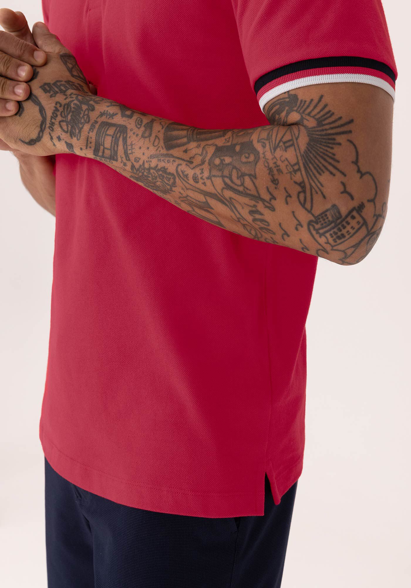 Camisa Com Gola Polo Em Malha Piquet Mercerizada, VERMELHO NATTY, large.