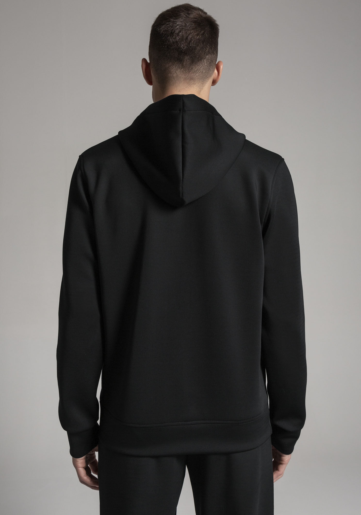 Blus&atilde;o Masculino em Malha Splash com Capuz, PRETO REATIVO, large.