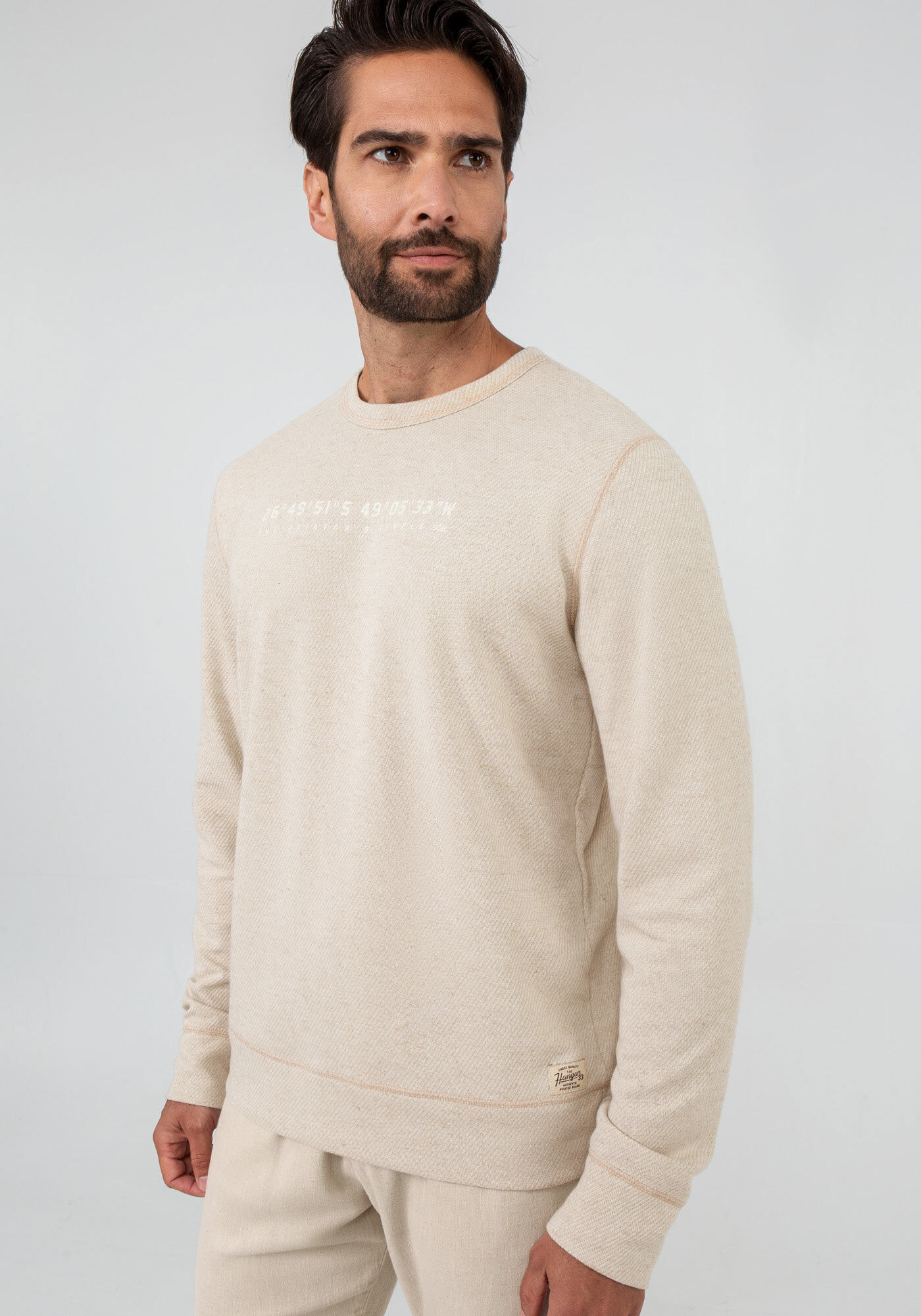 Blus&atilde;o Masculino em Moletom Linho, BEGE SYSTEM, large.