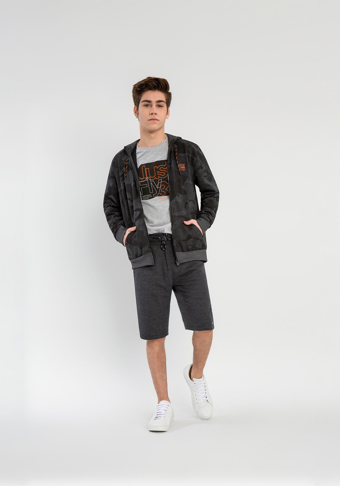 Jaqueta Camuflada com Capuz, PRETO REATIVO, large.