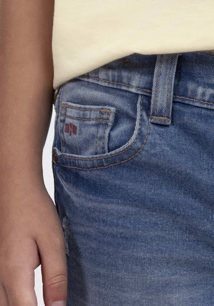 Bermuda Jeans Infantil Menino com Elasticidade, JEANS, large.