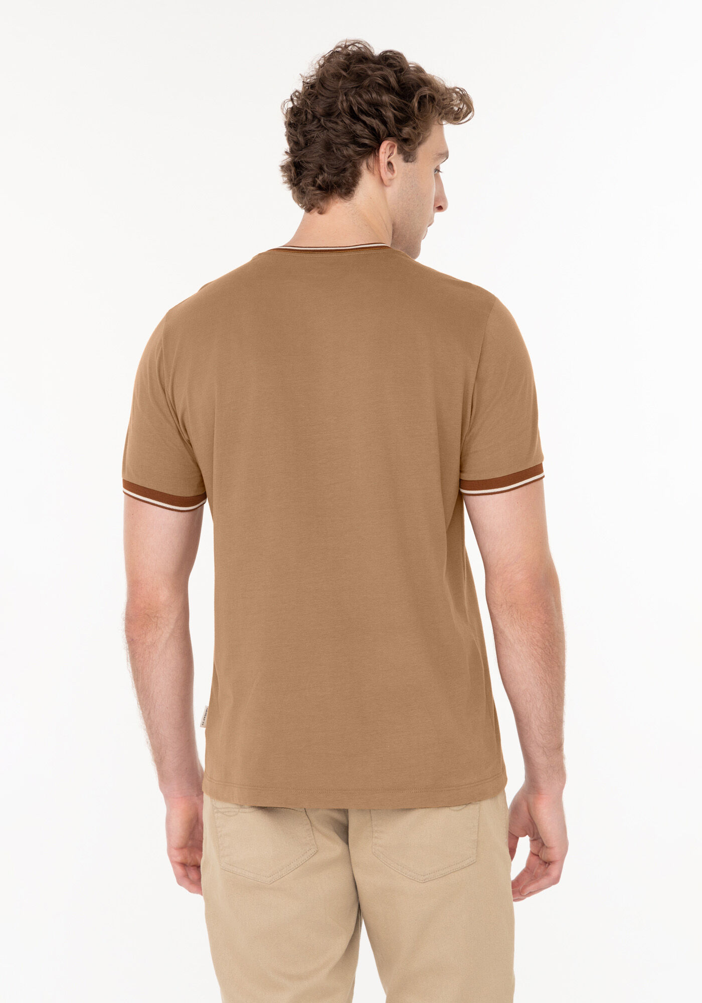 Camiseta De Manga Curta Em Meia Malha De Algod&atilde;o Peletizada, MARROM GODIVA, large.