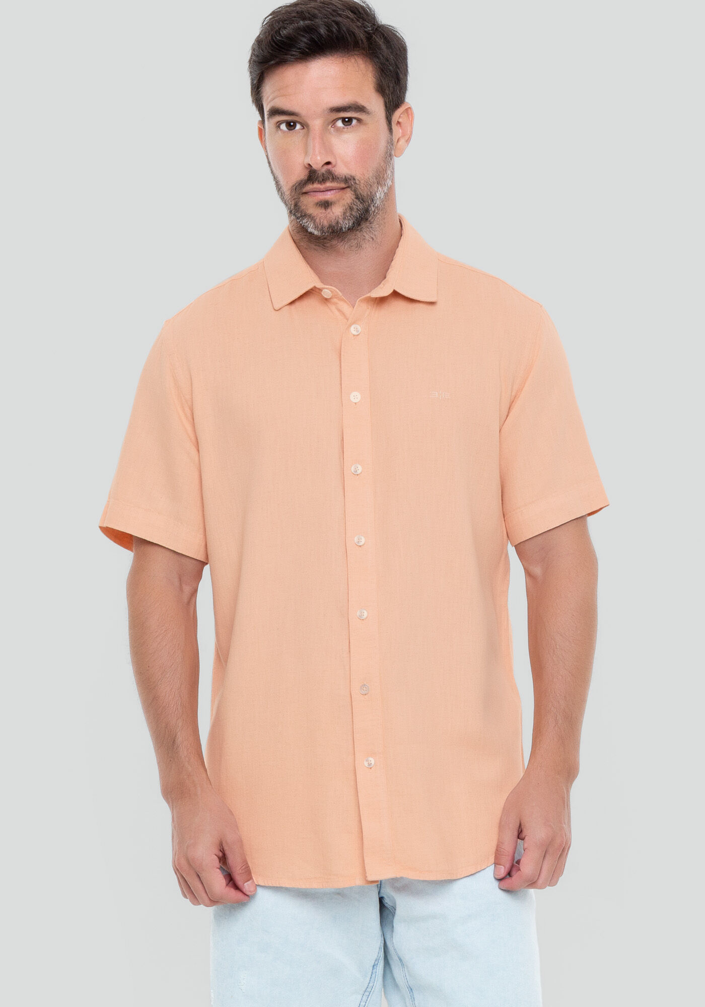 Camisa de linho manga curta masculina 2025