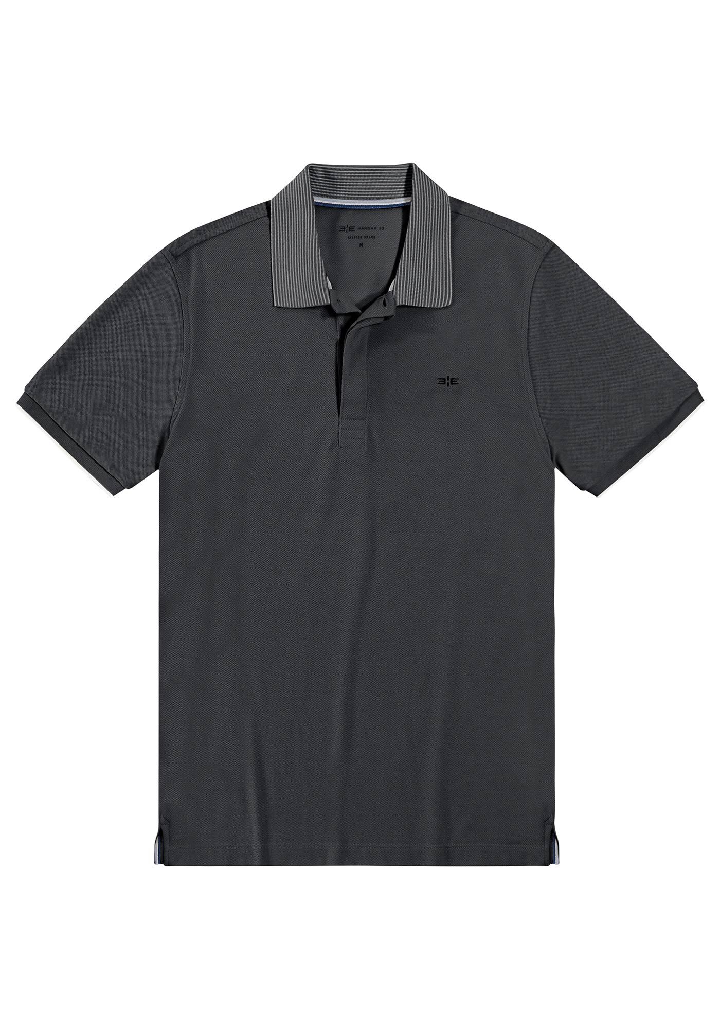 Camisa Polo Masculina com Detalhe Peitilho, PRETO REATIVO, large.
