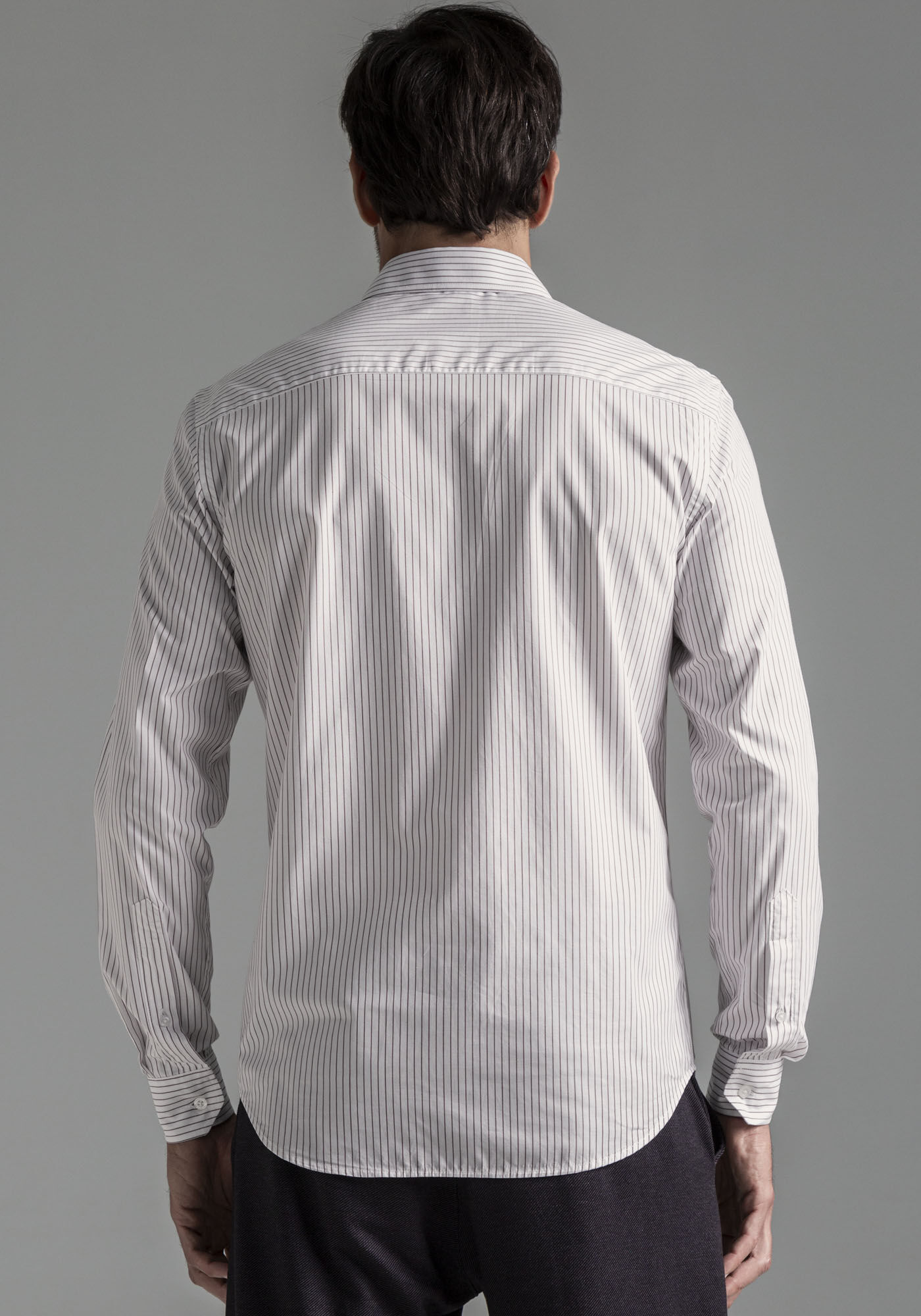 Camisa Masculina Slim Fit Fio Eg&iacute;pcio Listrada, BRANCO/BORDO, large.