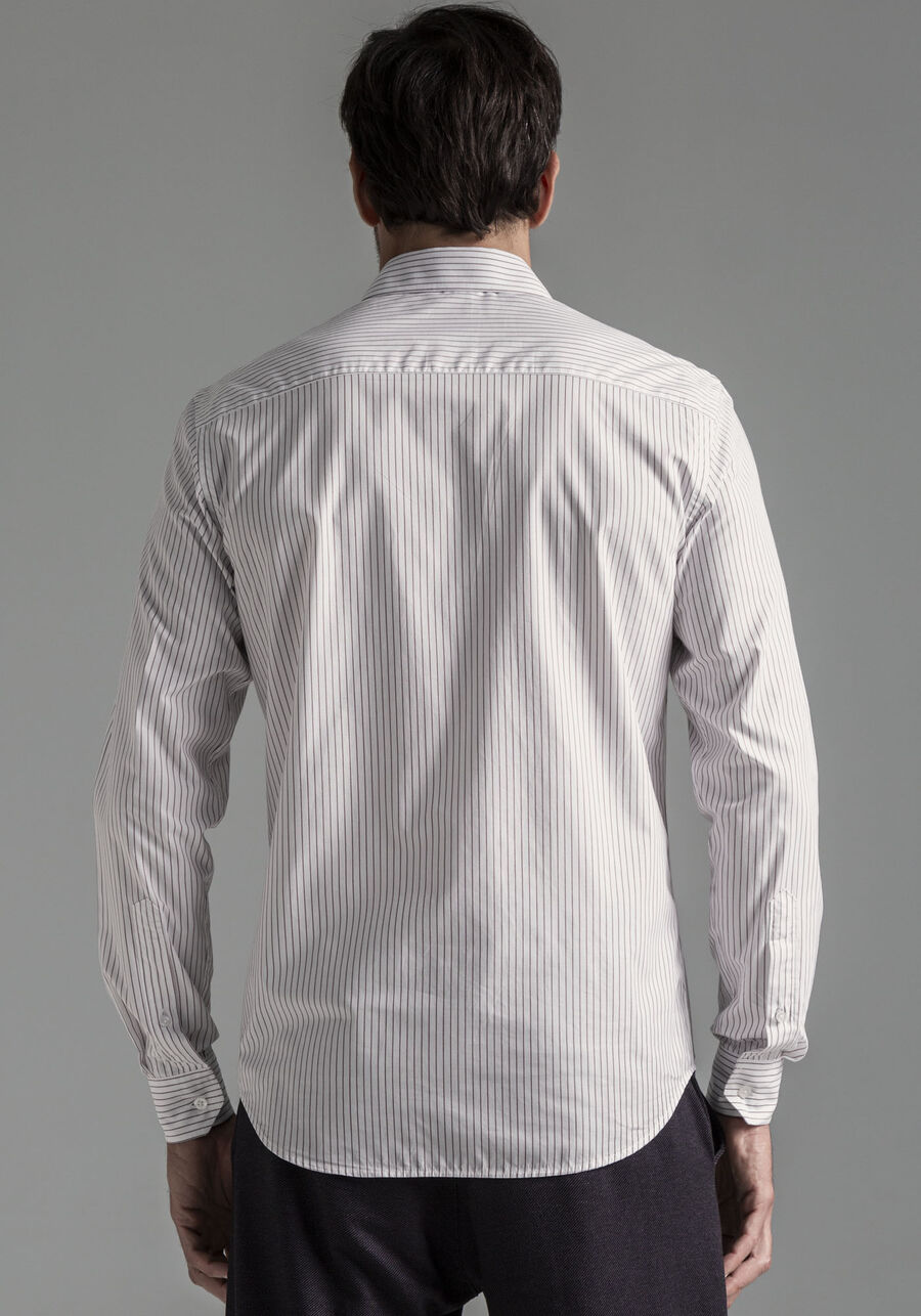 Camisa Masculina Slim Fit Fio Egípcio Listrada, BRANCO/BORDO. Camisa Masculina Slim Fit Fio Egípcio Listrada, BRANCO/BORDO, large.