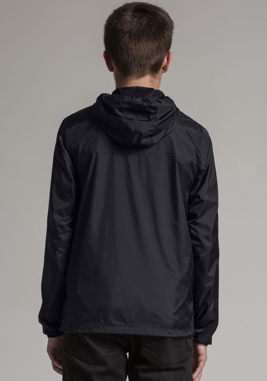 Jaqueta Juvenil Corta Vento com Capuz, PRETO REATIVO. Jaqueta Juvenil Corta Vento com Capuz, PRETO REATIVO, large.